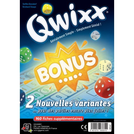 Qwixx bonus bloc - facing - jeu de dés