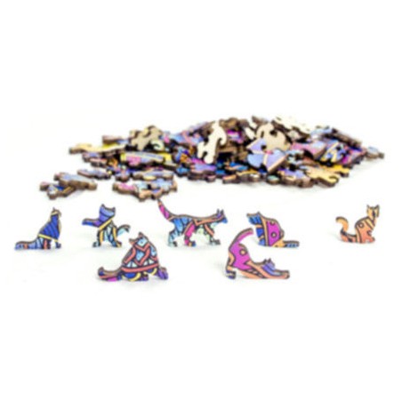 Puzzle en bois arc-en-ciel CHAT - Puzzle Gigamic