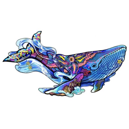 Puzzle en bois Arc-en-ciel : Baleine