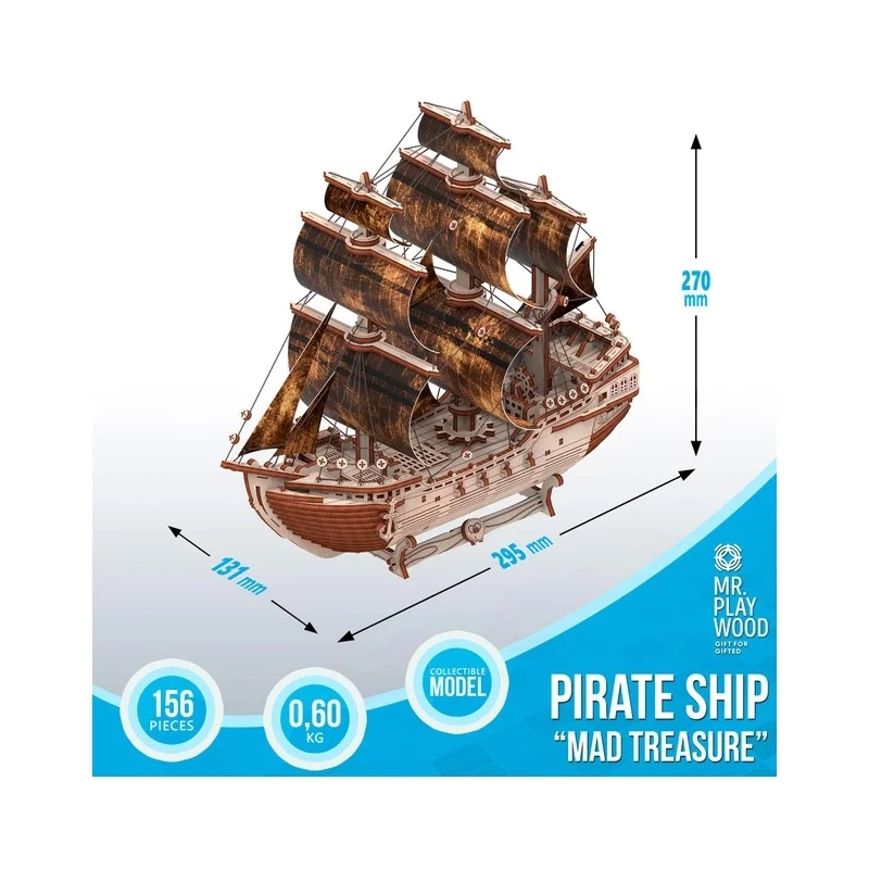 Mr. Playwood : Bateau Pirate  Puzzle 3D en bois Mr Playwood