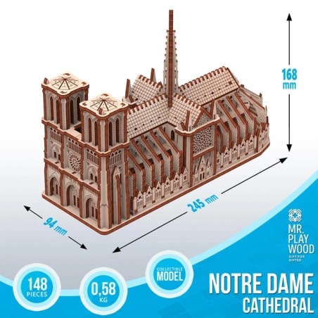 Mr. Playwood - Dimensions de la Cathédrale Notre Dame - Puzzle 3D en bois