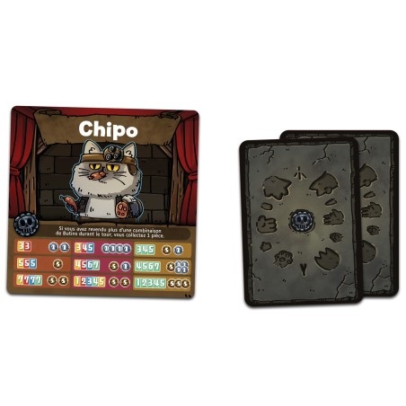 Vue rapprochée des cartes de Duel d’Escrocs, le jeu de bluff 2 joueurs