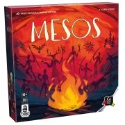 Boîte de Mesos, illustrée avec des scènes préhistoriques mettant en avant des tribus en pleine évolution