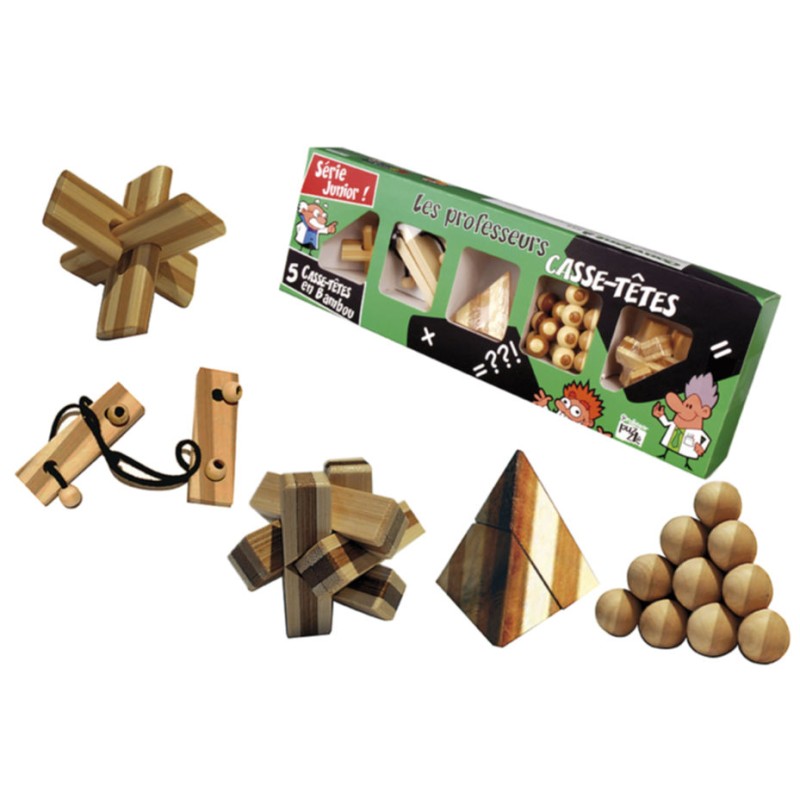 Set de 4 casse-têtes bambou EXPERT ,Jeu casse tête ,Gigamic