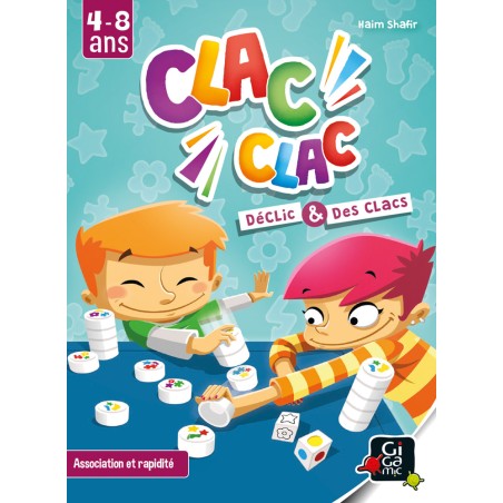 Face avant de la boîte Clac Clac, jeu d’ambiance pour enfants