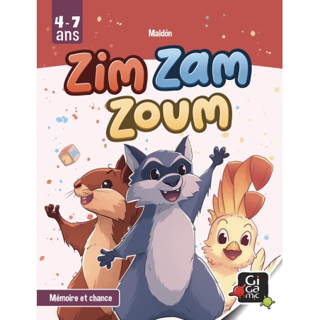 Face avant de la boîte Zim Zam Zoum, avec Zim, Zam et Zoum.