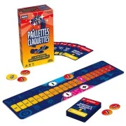 Contenu complet de Paillettes Claquettes avec plateau, cartes et jetons.