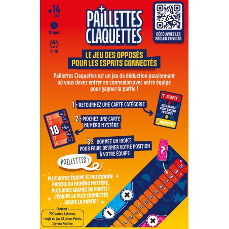 Dos de la boîte présentant les mécaniques de déduction du jeu.