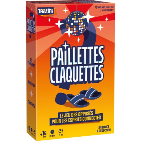 Boîte de Paillettes Claquettes, jeu d’ambiance et de déduction en équipe.