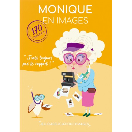Face avant de la boîte Monique en image, ambiance fun et voyageuse.