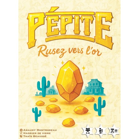 Face avant de la boîte Pépite, ambiance western et ruée vers l’or.