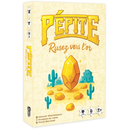 Boîte de Pépite, jeu de bluff et de stratégie dans le Far West.