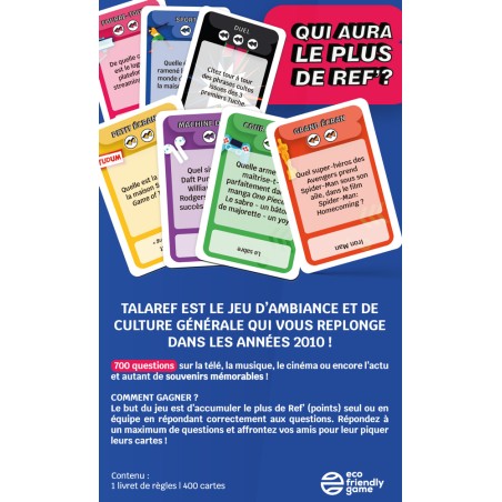Dos de la boîte Talaref présentant les règles et le système de points.