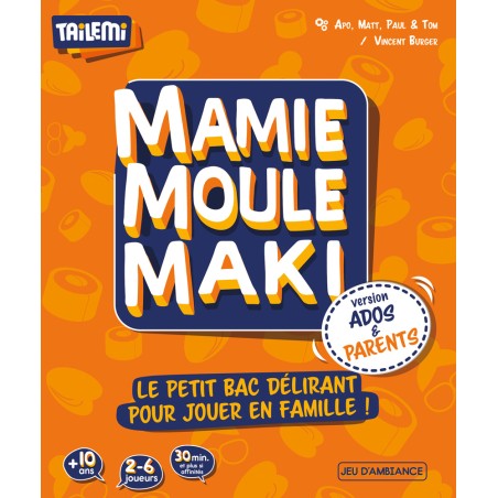 Face avant de la boîte Mamie Moule Maki, version Ados & Parents.