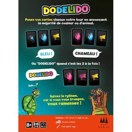 Dos de Dodelido présentant les règles simples et les cartes spéciales.