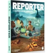 Vue 3D de la boîte du jeu Reporter, jeu d’enquête journalistique immersif.