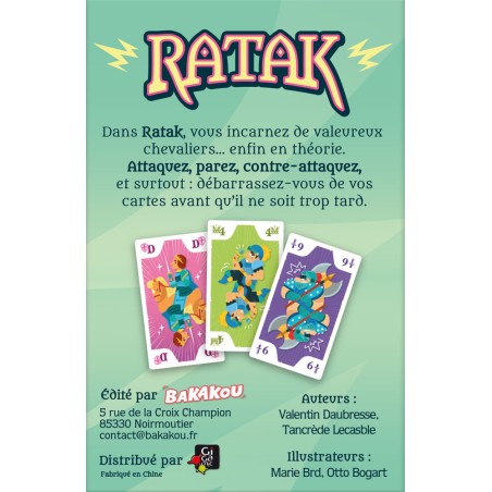 Dos de boîte du jeu de cartes Ratak