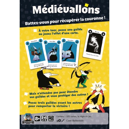 Dos de boîte et explications du jeu de cartes Médiévallons