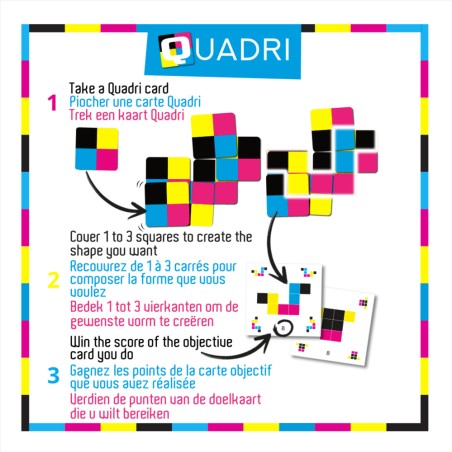 Dos de boîte et explication de Quadri, le jeu de société Creative & Cool