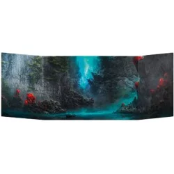 Écran de MJ avec une illustration immersive et toutes les règles nécessaires au jeu