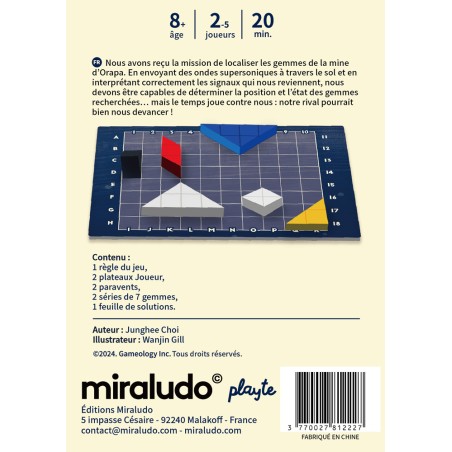 Dos de boîte et explication du jeu de stratégie Orapa Mine