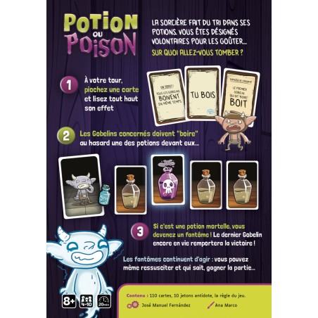 Dos de boîte et explication du jeu Potion ou Poison