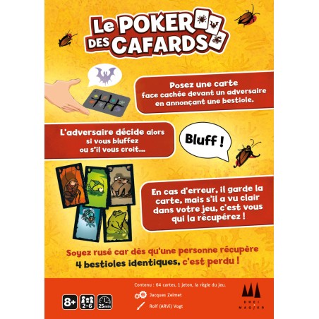 Dos de boîte et explications des règles Le Poker des Cafards