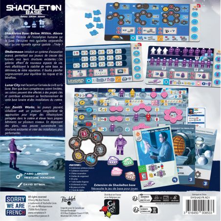 Dos de boite et explication de SHACKLETON BASE EXTENSION Below