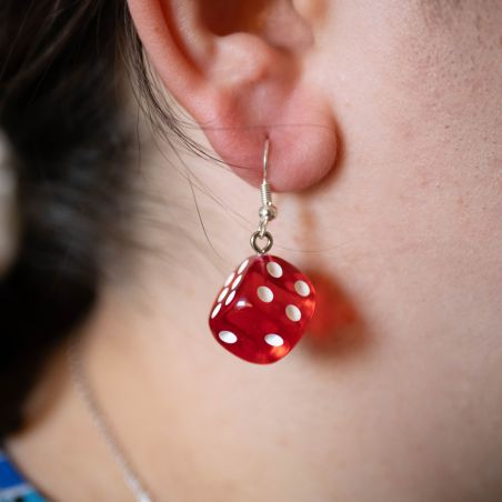 Boucles d'oreille Dé Rouge