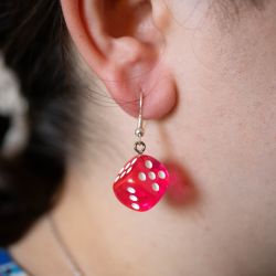 Boucles d'oreille Dé Rose