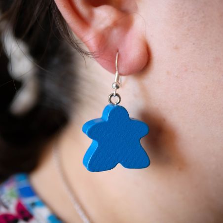 Boucles d'oreille Meeple Bleu