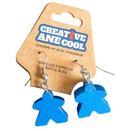 Boucles d'oreille Meeple Bleu