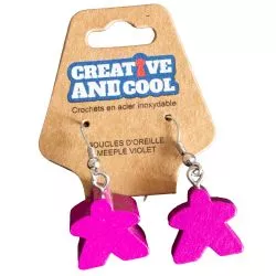 Boucles d'oreille Meeple Rose