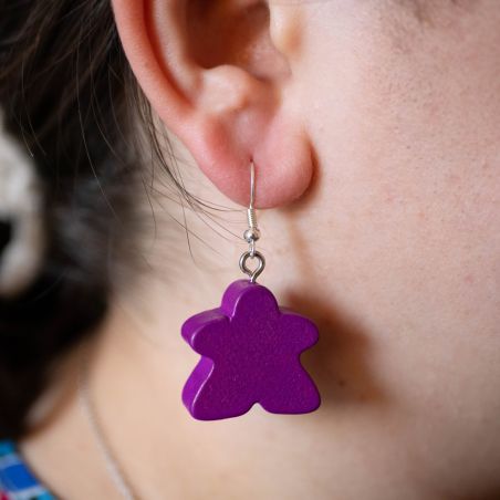 Boucles d'oreille Meeple Violet