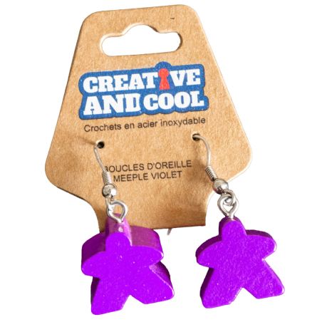 Boucles d'oreille Meeple Violet